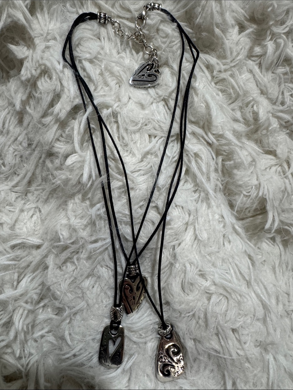 Brighton Brazilian Silvertone Black Multi-Strand Heart & Pendant Necklace - Picture 3 of 3